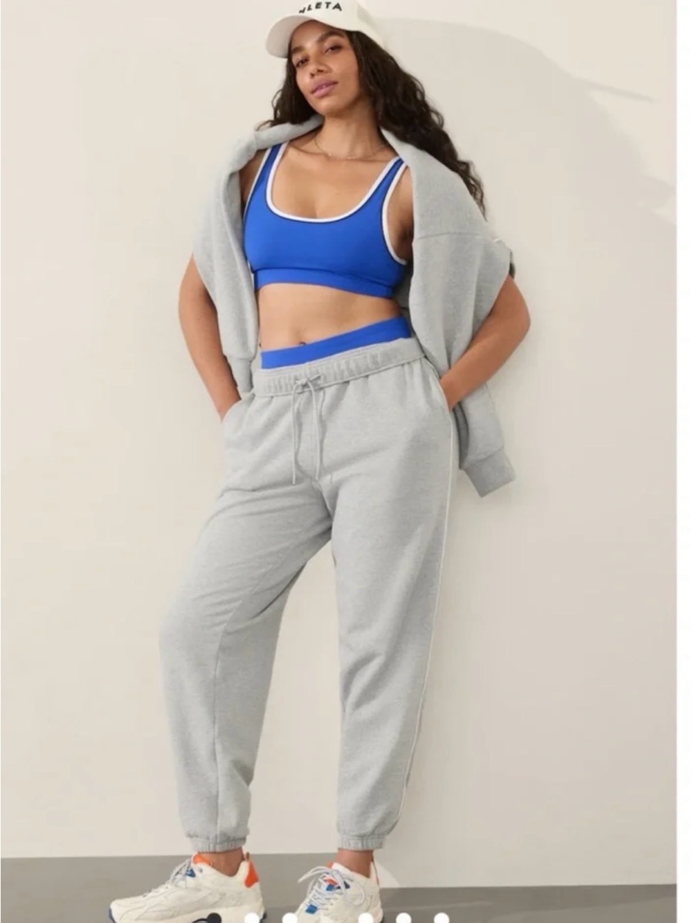 Athleta Grey/White Stripe Fleece Sweapants